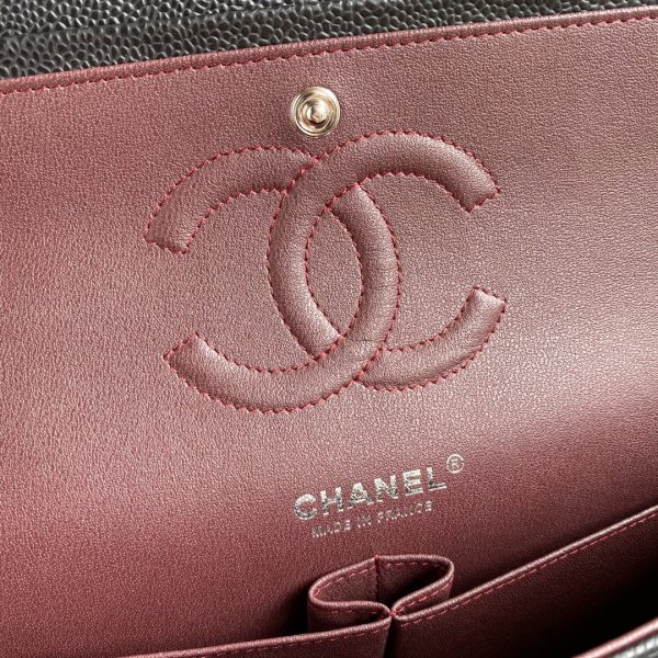 CHANEL Classic Flap CF Grain Embossed Cow Leather Flap Bag, Shoulder Bag, Crossbody Bag Tubas Women's Black A01112-Y01588-C3906 size 30*10*19.5 cm