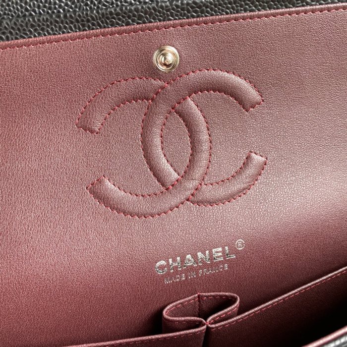 CHANEL Classic Flap CF Grain Embossed Cow Leather Flap Bag, Shoulder Bag, Crossbody Bag Tubas Women's Black A01112-Y01588-C3906 size 30*10*19.5 cm