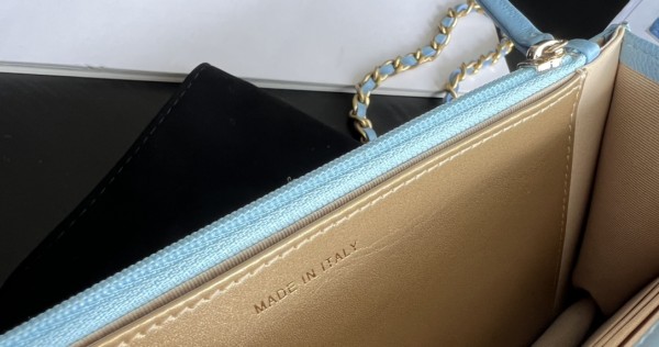 CHANEL 22SS Spring And Summer WOC Lambskin Wealth Bag Wallet Shoulder Bag Crossbody Bag Women's Babyblue Sky Blue AP1450-B08034-NH626 size 19*3*12.5cm