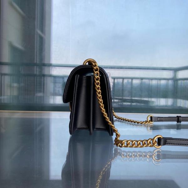 PINKO Puff Sheepskin With Cow Leather Crossbody Bag Small Size Women's Black 1P22UJ-A03Z-Z99Q size  21*6.5*13cm