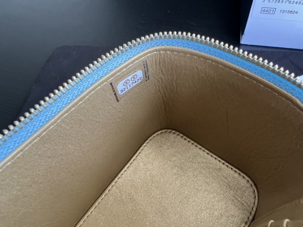 CHANEL Little Golden Ball Sheepskin Box Bag, Shoulder Bag, Crossbody Bag Women's Blue AP2303-B08034-NH626 size16.5*8.5*9.5 cm