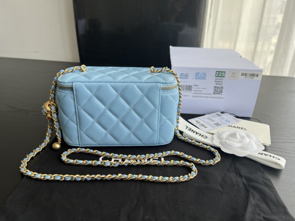 CHANEL Little Golden Ball Sheepskin Box Bag, Shoulder Bag, Crossbody Bag Women's Blue AP2303-B08034-NH626 size16.5*8.5*9.5 cm