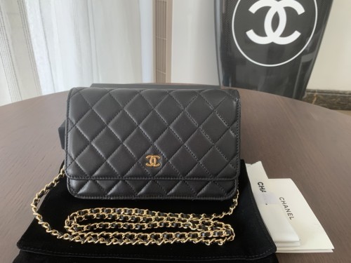 CHANEL WOC Lambskin Prosperity Bag Zipper Bag Chain Bag Mahjong Bag Shoulder Bag Crossbody Bag Regular Women's Black AP0250-Y01295-C3906 size 19.2*3.5*12.3 cm