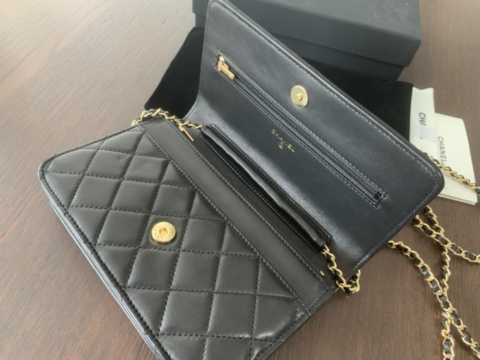 CHANEL WOC Lambskin Prosperity Bag Zipper Bag Chain Bag Mahjong Bag Shoulder Bag Crossbody Bag Regular Women's Black AP0250-Y01295-C3906 size 19.2*3.5*12.3 cm