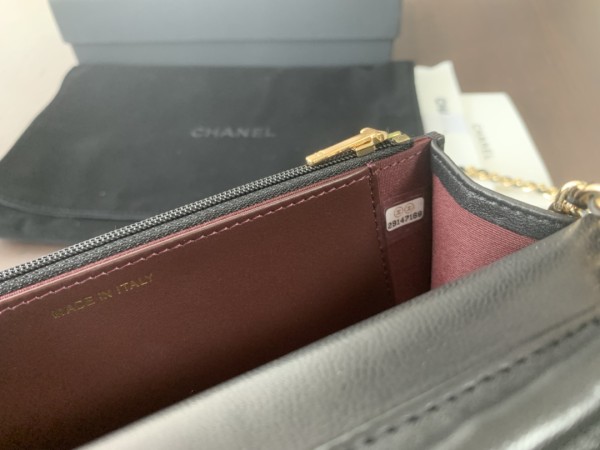 CHANEL WOC Lambskin Prosperity Bag Zipper Bag Chain Bag Mahjong Bag Shoulder Bag Crossbody Bag Regular Women's Black AP0250-Y01295-C3906 size 19.2*3.5*12.3 cm