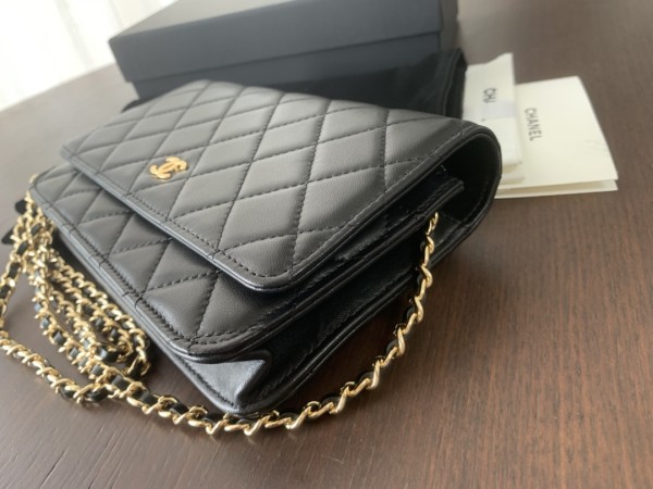 CHANEL WOC Lambskin Prosperity Bag Zipper Bag Chain Bag Mahjong Bag Shoulder Bag Crossbody Bag Regular Women's Black AP0250-Y01295-C3906 size 19.2*3.5*12.3 cm