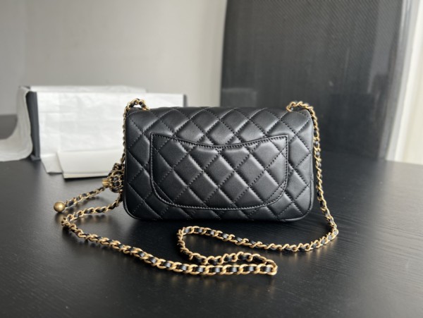CHANEL Classic Flap CF Small Gold Ball Sheepskin Chain Bag, Shoulder Bag, Crossbody Bag Mini Women's Black AS1787-B08034-94305 size 20*7*13cm