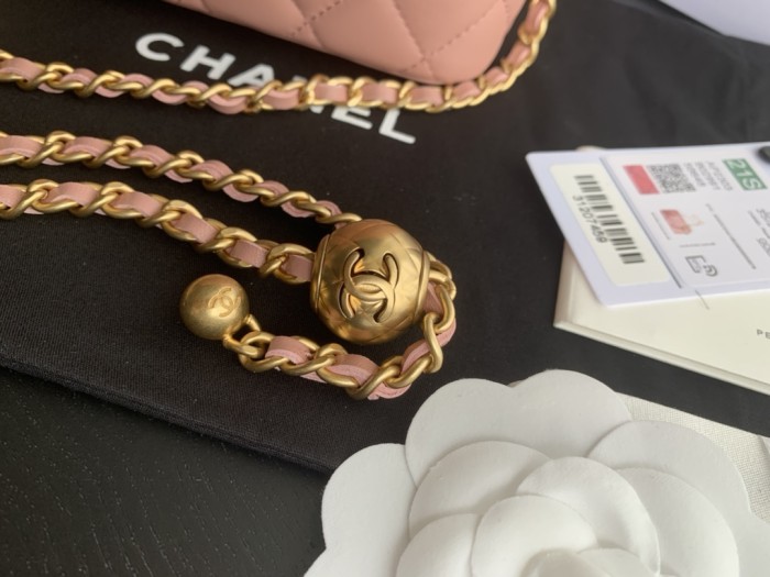 CHANEL Sheepskin Long Box Bag, Shoulder Bag, Crossbody Bag Women's Dried Rose Pink AP2303-B02916-NR647 size 16*10*8 cm