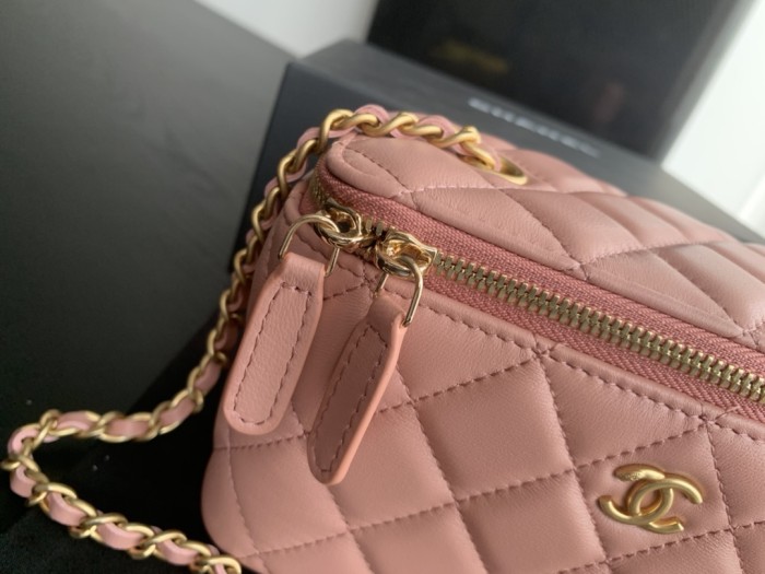 CHANEL Sheepskin Long Box Bag, Shoulder Bag, Crossbody Bag Women's Dried Rose Pink AP2303-B02916-NR647 size 16*10*8 cm