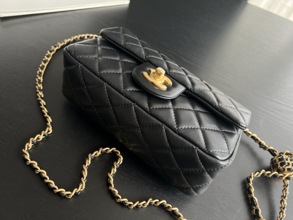 CHANEL Classic Flap CF Small Gold Ball Sheepskin Chain Bag, Shoulder Bag, Crossbody Bag Mini Women's Black AS1787-B08034-94305 size 20*7*13cm