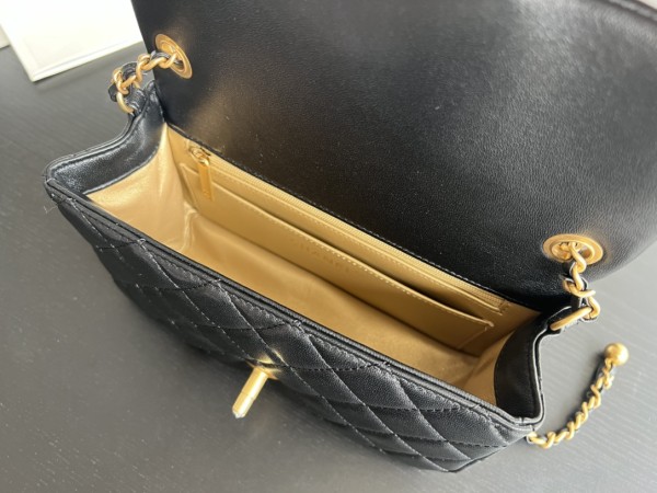 CHANEL Classic Flap CF Small Gold Ball Sheepskin Chain Bag, Shoulder Bag, Crossbody Bag Mini Women's Black AS1787-B08034-94305 size 20*7*13cm