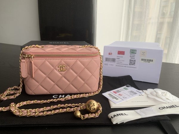 CHANEL Sheepskin Long Box Bag, Shoulder Bag, Crossbody Bag Women's Dried Rose Pink AP2303-B02916-NR647 size 16*10*8 cm