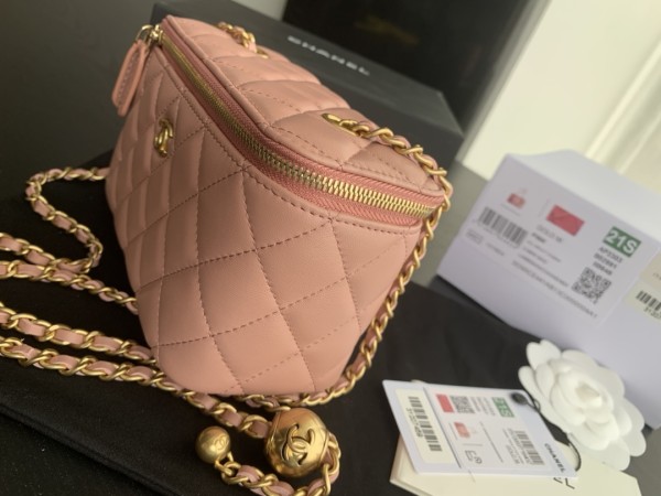 CHANEL Sheepskin Long Box Bag, Shoulder Bag, Crossbody Bag Women's Dried Rose Pink AP2303-B02916-NR647 size 16*10*8 cm
