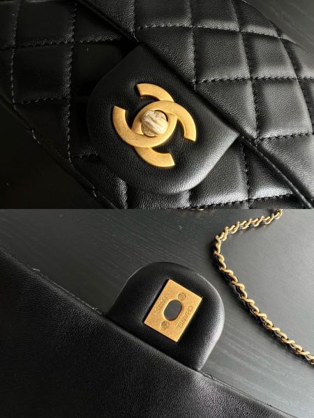 CHANEL Classic Flap CF Small Gold Ball Sheepskin Chain Bag, Shoulder Bag, Crossbody Bag Mini Women's Black AS1787-B08034-94305 size 20*7*13cm