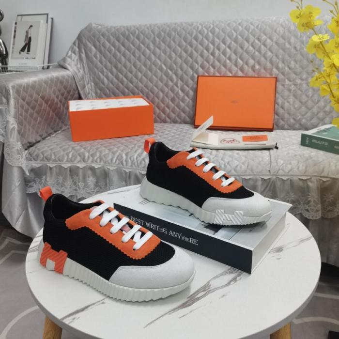 HERMES Bouncing Comfortable And Trendy Abrasion Resistant Low top Casual Shoes Black Orange