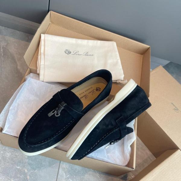 Loro Piana Suede Loafers Black