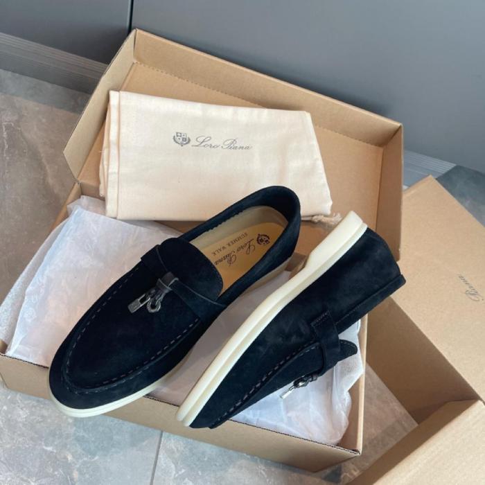 Loro Piana Suede Loafers Black