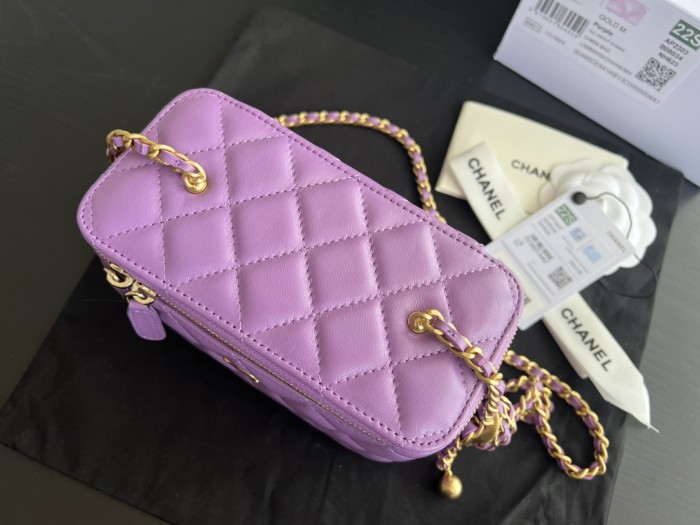 CHANEL 22SS Sheepskin Box Bag, Shoulder Bag, Crossbody Bag Women's Purple AP2303-B08034-NH623 size 16*8*10 cm