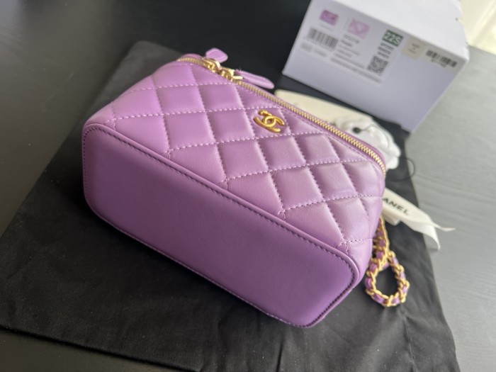 CHANEL 22SS Sheepskin Box Bag, Shoulder Bag, Crossbody Bag Women's Purple AP2303-B08034-NH623 size 16*8*10 cm