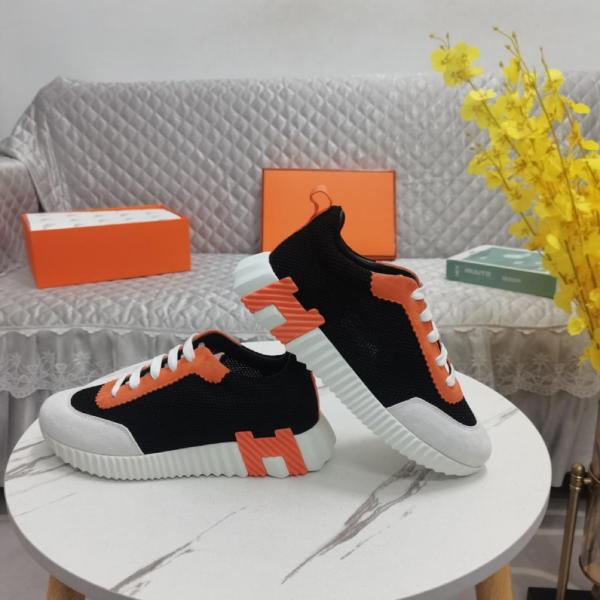 HERMES Bouncing Comfortable And Trendy Abrasion Resistant Low top Casual Shoes Black Orange