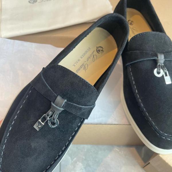 Loro Piana Suede Loafers Black