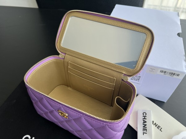 CHANEL 22SS Sheepskin Box Bag, Shoulder Bag, Crossbody Bag Women's Purple AP2303-B08034-NH623 size 16*8*10 cm