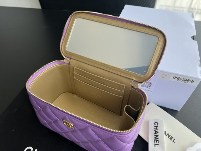 CHANEL 22SS Sheepskin Box Bag, Shoulder Bag, Crossbody Bag Women's Purple AP2303-B08034-NH623 size 16*8*10 cm