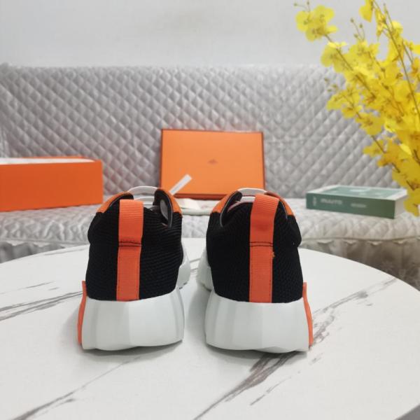 HERMES Bouncing Comfortable And Trendy Abrasion Resistant Low top Casual Shoes Black Orange