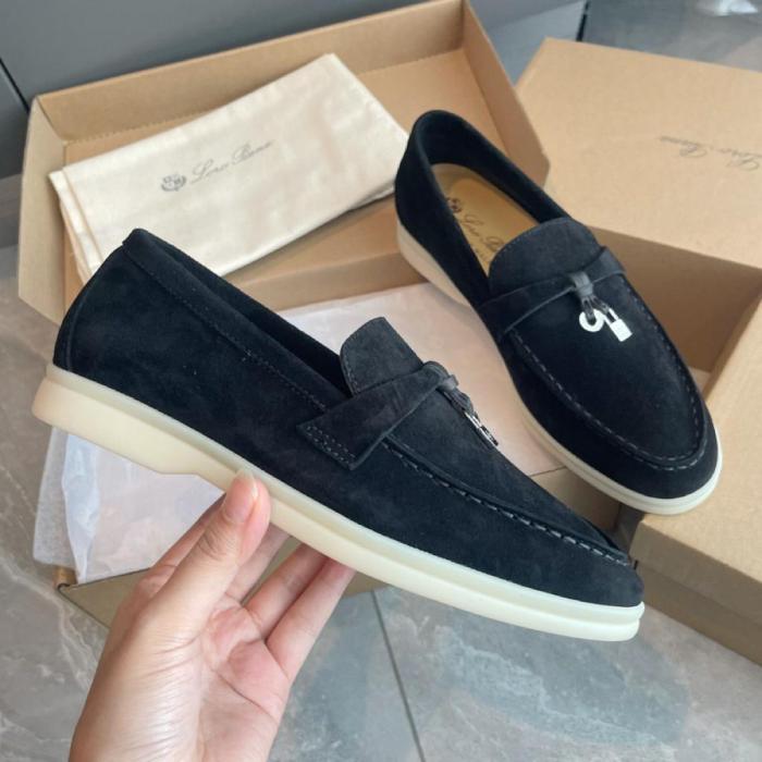 Loro Piana Suede Loafers Black