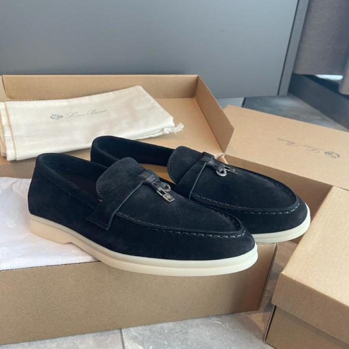 Loro Piana Suede Loafers Black