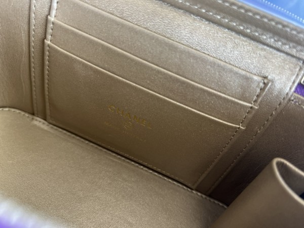 CHANEL 22SS Sheepskin Box Bag, Shoulder Bag, Crossbody Bag Women's Purple AP2303-B08034-NH623 size 16*8*10 cm