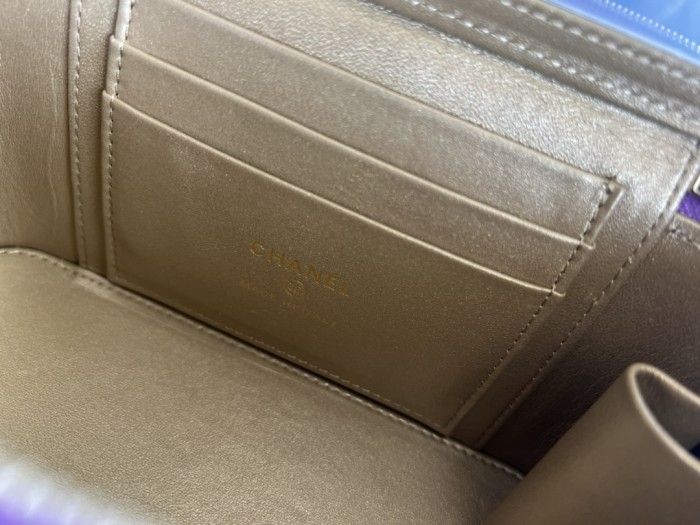 CHANEL 22SS Sheepskin Box Bag, Shoulder Bag, Crossbody Bag Women's Purple AP2303-B08034-NH623 size 16*8*10 cm