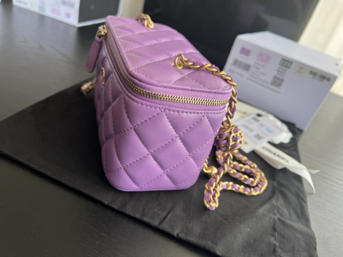 CHANEL 22SS Sheepskin Box Bag, Shoulder Bag, Crossbody Bag Women's Purple AP2303-B08034-NH623 size 16*8*10 cm