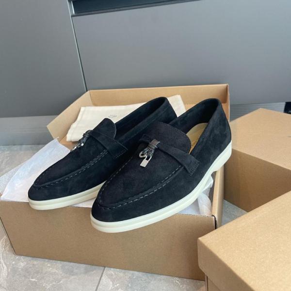 Loro Piana Suede Loafers Black