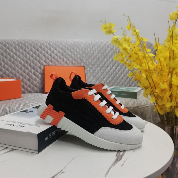 HERMES Bouncing Comfortable And Trendy Abrasion Resistant Low top Casual Shoes Black Orange