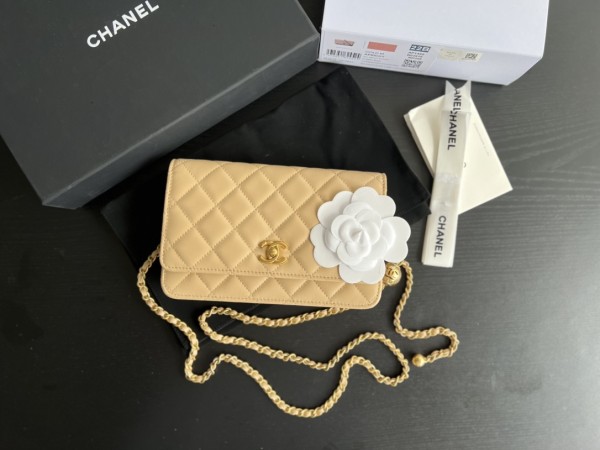 CHANEL WOC Smooth Lambskin Shoulder Bag, Crossbody Bag Trumpets Women's Beige AP1450-B02916-BJ528 size 19*13*4 cm