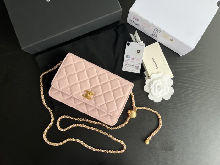 CHANEL WOC Smooth Lambskin Shoulder Bag, Crossbody Bag Mini Women's Pink AP1450-B02916-ND357 size 19.2*3.2*12.3cm