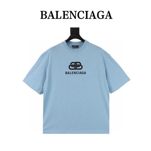 Balenciaga Drop Shoulder Sleeve T Shirt Unisex Light Blue