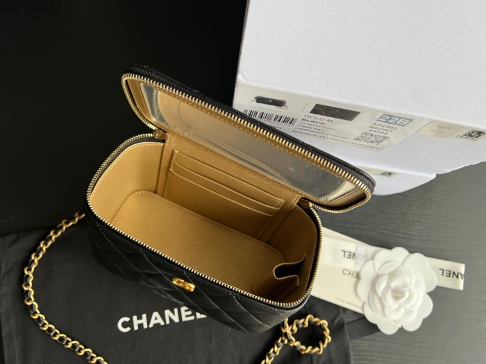 CHANEL Sheepskin Box Bag, Shoulder Bag, Crossbody Bag Women's Black AP2303-B18602-94305 size 17*8*9.5 cm
