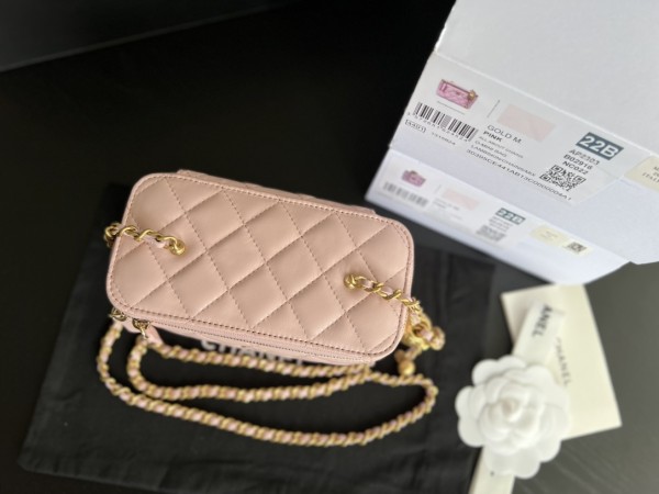 CHANEL Sheepskin Box Bag, Shoulder Bag, Crossbody Bag Women's Light Pink AP2303-B02916-NR644 size 17*8*9.5 cm