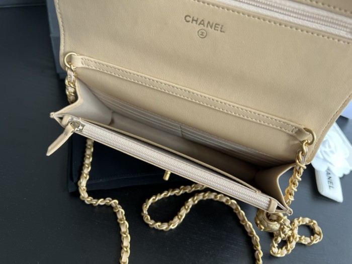 CHANEL WOC Smooth Lambskin Shoulder Bag, Crossbody Bag Trumpets Women's Beige AP1450-B02916-BJ528 size 19*13*4 cm