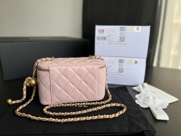 CHANEL Sheepskin Box Bag, Shoulder Bag, Crossbody Bag Women's Light Pink AP2303-B02916-NR644 size 17*8*9.5 cm