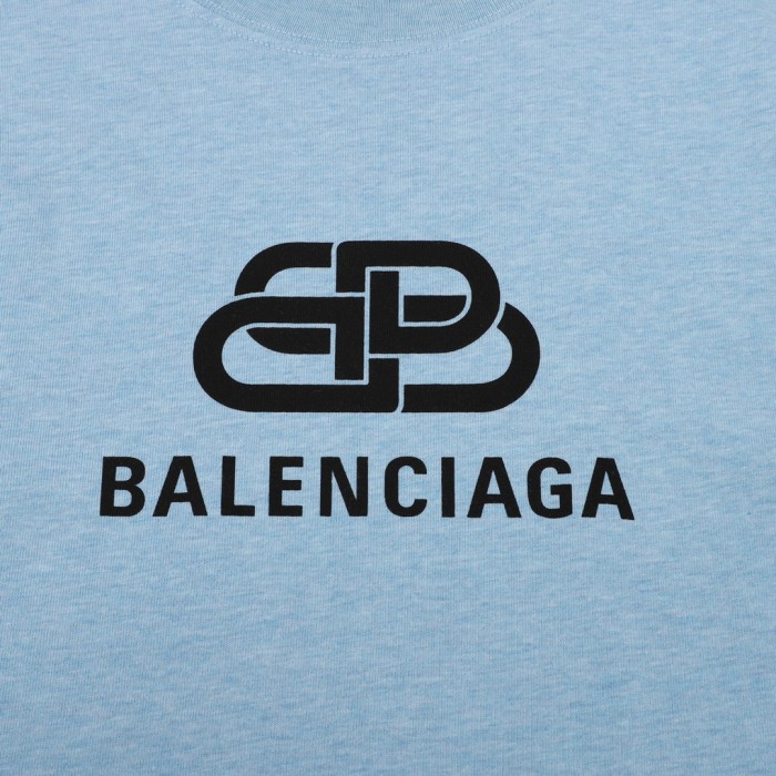Balenciaga Drop Shoulder Sleeve T Shirt Unisex Light Blue