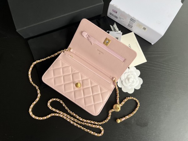CHANEL WOC Smooth Lambskin Shoulder Bag, Crossbody Bag Mini Women's Pink AP1450-B02916-ND357 size 19.2*3.2*12.3cm