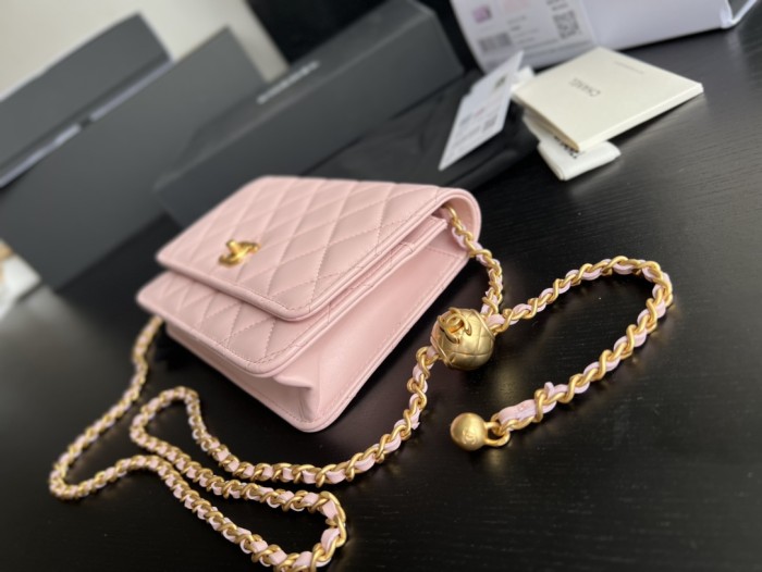 CHANEL WOC Smooth Lambskin Shoulder Bag, Crossbody Bag Mini Women's Pink AP1450-B02916-ND357 size 19.2*3.2*12.3cm