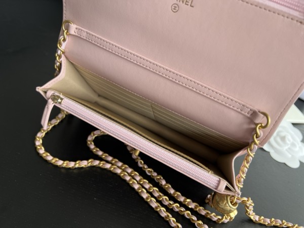 CHANEL WOC Smooth Lambskin Shoulder Bag, Crossbody Bag Mini Women's Pink AP1450-B02916-ND357 size 19.2*3.2*12.3cm