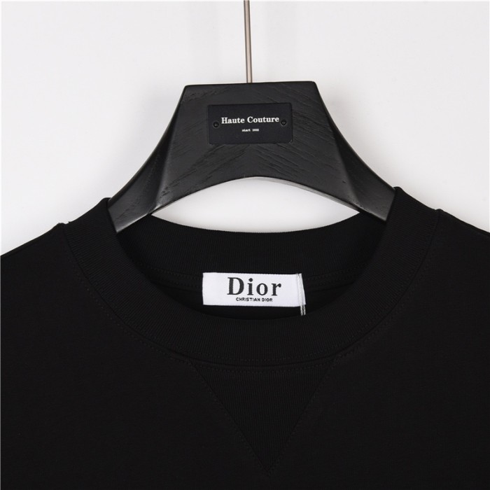 DIOR knitted round neck short-sleeved T-shirt men's black