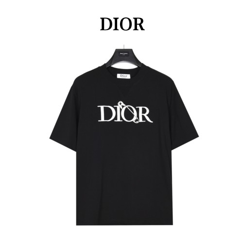 DIOR knitted round neck short-sleeved T-shirt men's black