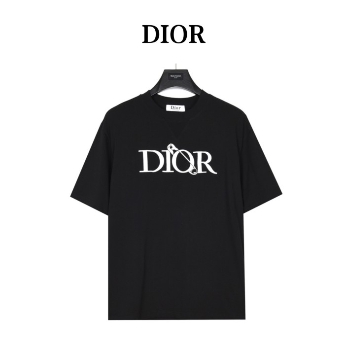 DIOR knitted round neck short-sleeved T-shirt men's black