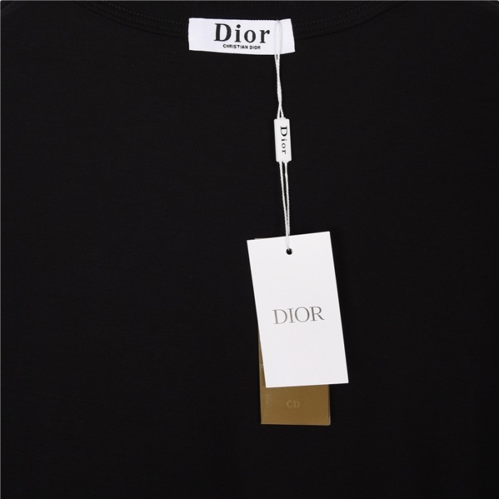 DIOR knitted round neck short-sleeved T-shirt men's black